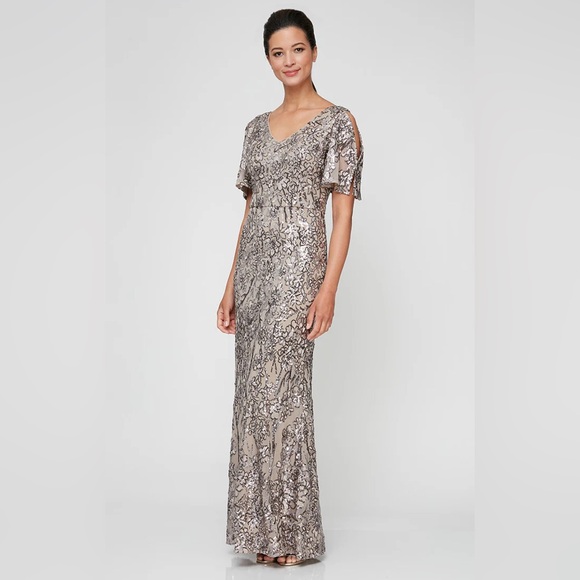 Alex Evenings | Dresses | Alex Evenings Taupe Embellished Wedding Dress |  Poshmark